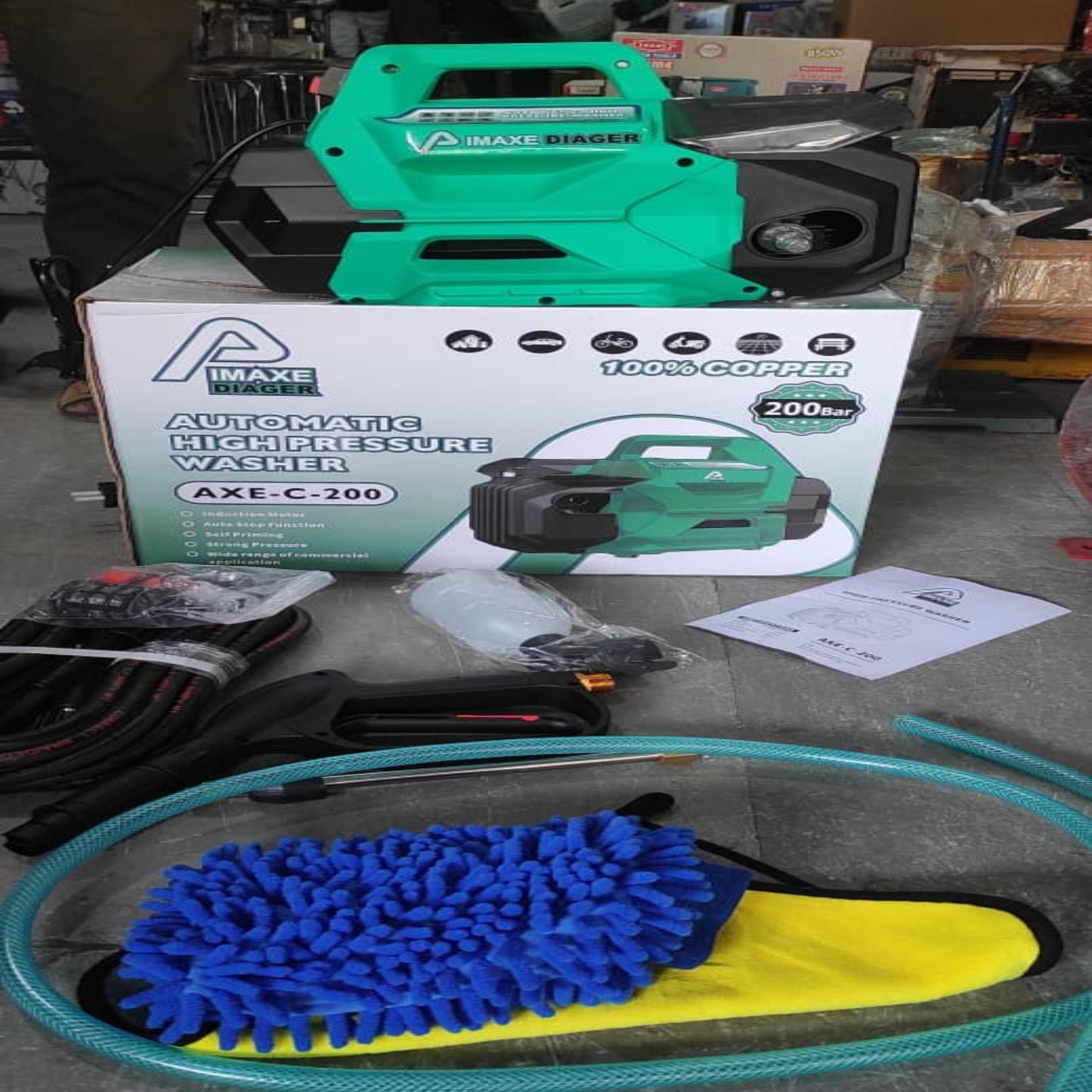 AXE-C-200 High Pressure Washer 2500W | 100% Copper Motor 200 Bar Industrial Cleaner
