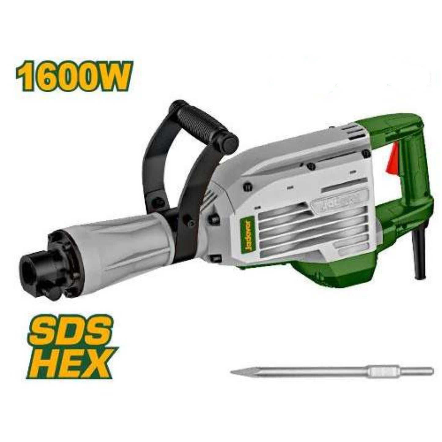 Jadever JDDB1D80 1600W Demolition Breaker | 45J Impact Energy | HEX Chuck Heavy Duty Concrete Breaker | 220-240V