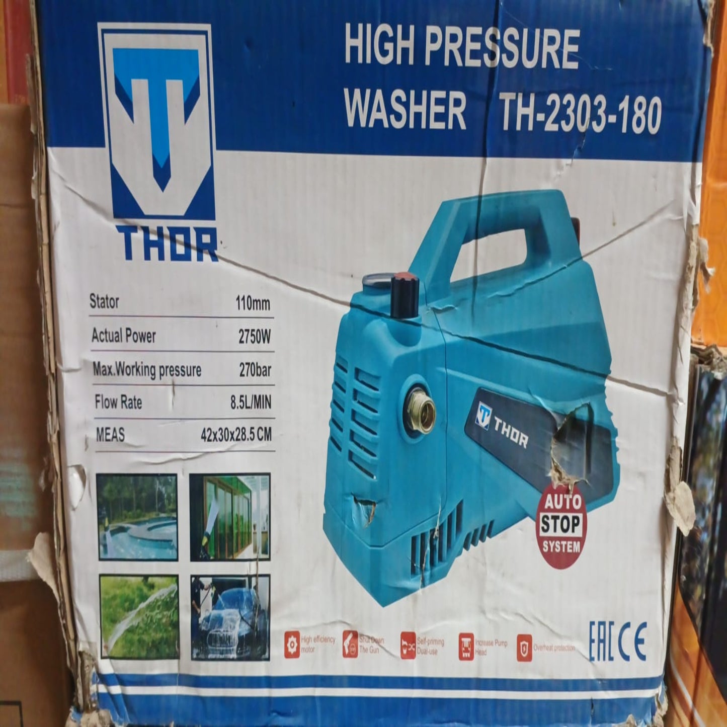 THOR TH-2303-180 High Pressure Washer | 2750W | 270 Bar | 8.5 L/min | Auto Stop System