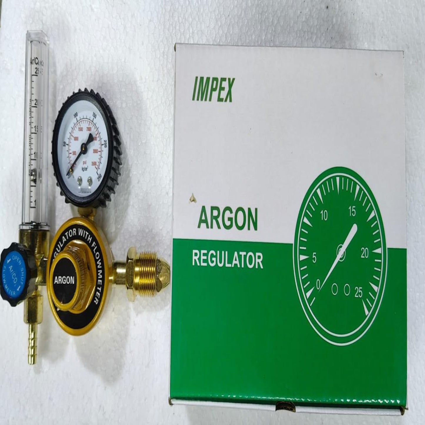IMPEX Argon Gas Regulator with Flow Meter for MIG, TIG & Welding Applications | Single Gauge Pressure Regulator