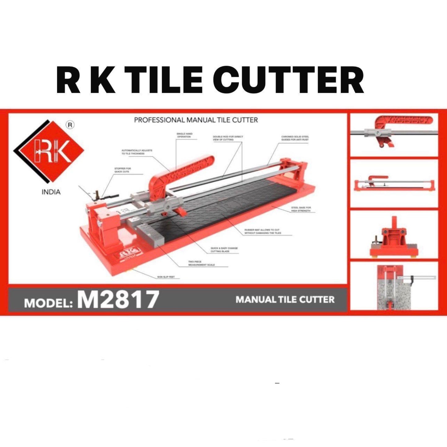 RK M2817 Professional Manual Tile Cutter | Heavy Duty Tile Cutting Machine | 2 Ft & 4 Ft
