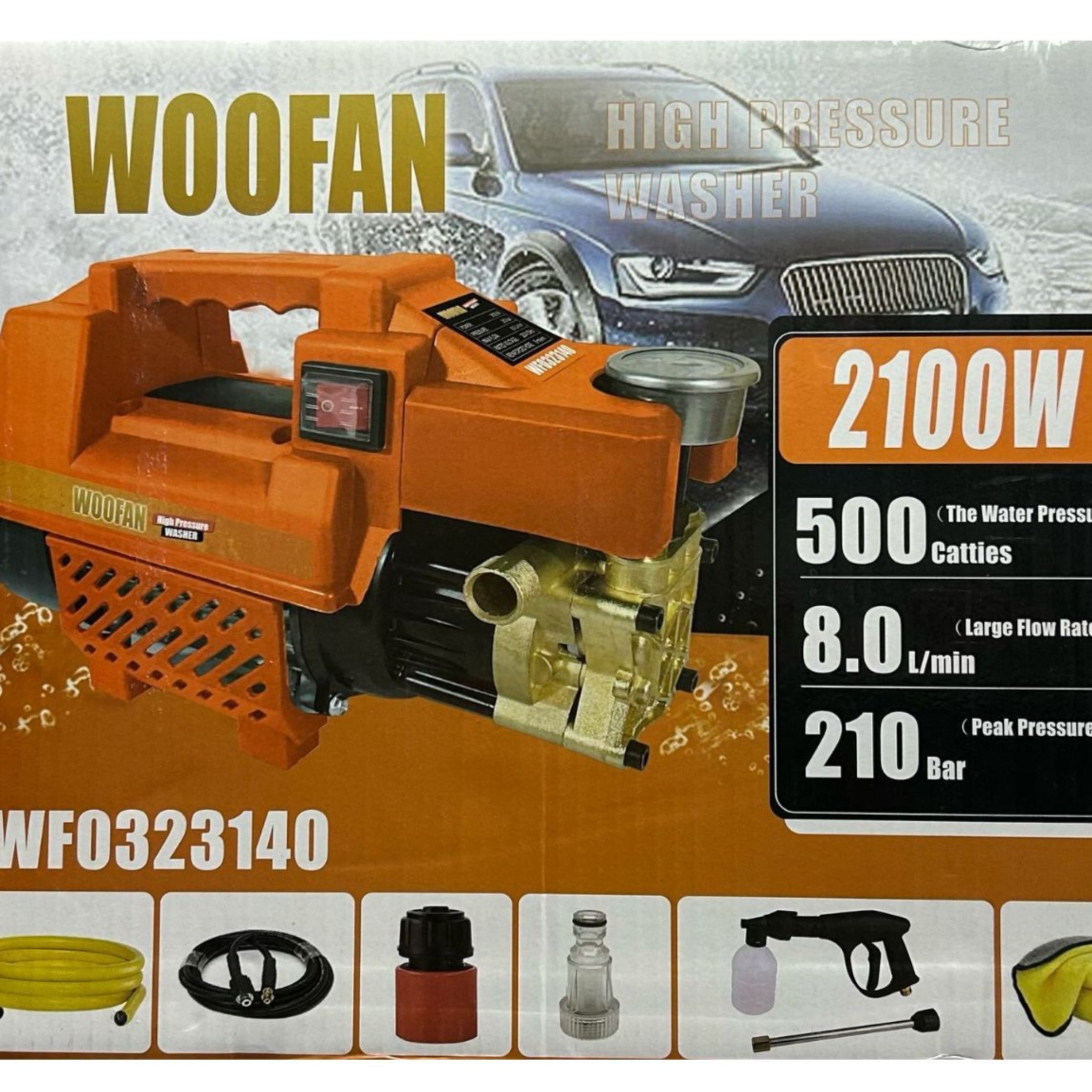 WOOFAN WF0323140 High Pressure Washer – 2100W, 210 Bar, 8.0 L/min
