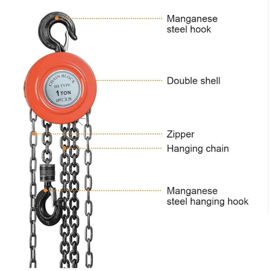 2 Ton Chain Block – 3 Meter Lift Manual Chain Pulley Block | 6mm Chain Heavy Duty Lifting Hoist