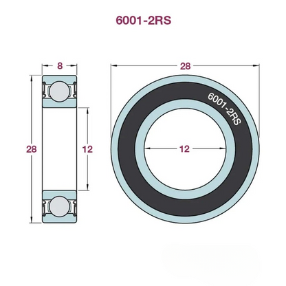 BMTV2 Ball Bearings 6001 2RS