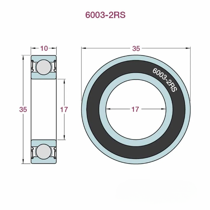 BMTV2 Ball Bearings 6003 2RS