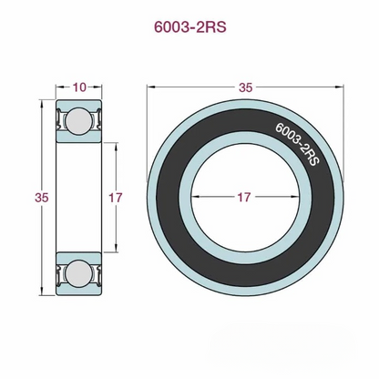 BMTV2 Ball Bearings 6003 2RS