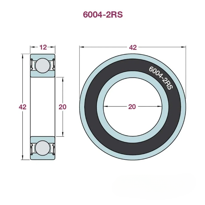 BMTV2 Ball Bearings 6004 2RS