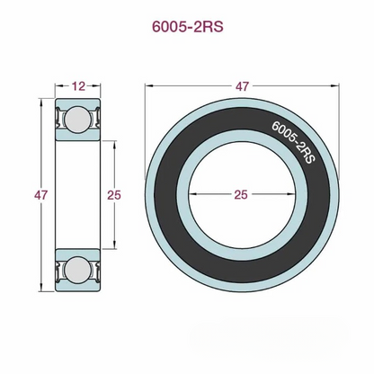 BMTV2 Ball Bearings 6005 2RS