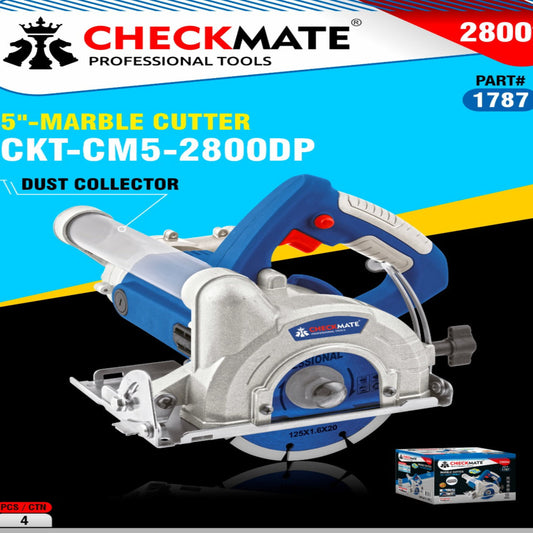 Checkmate Professional Marble Cutter 5" (125mm) – Model CKT-CM5-2800DP, 2800W with Dust Collector