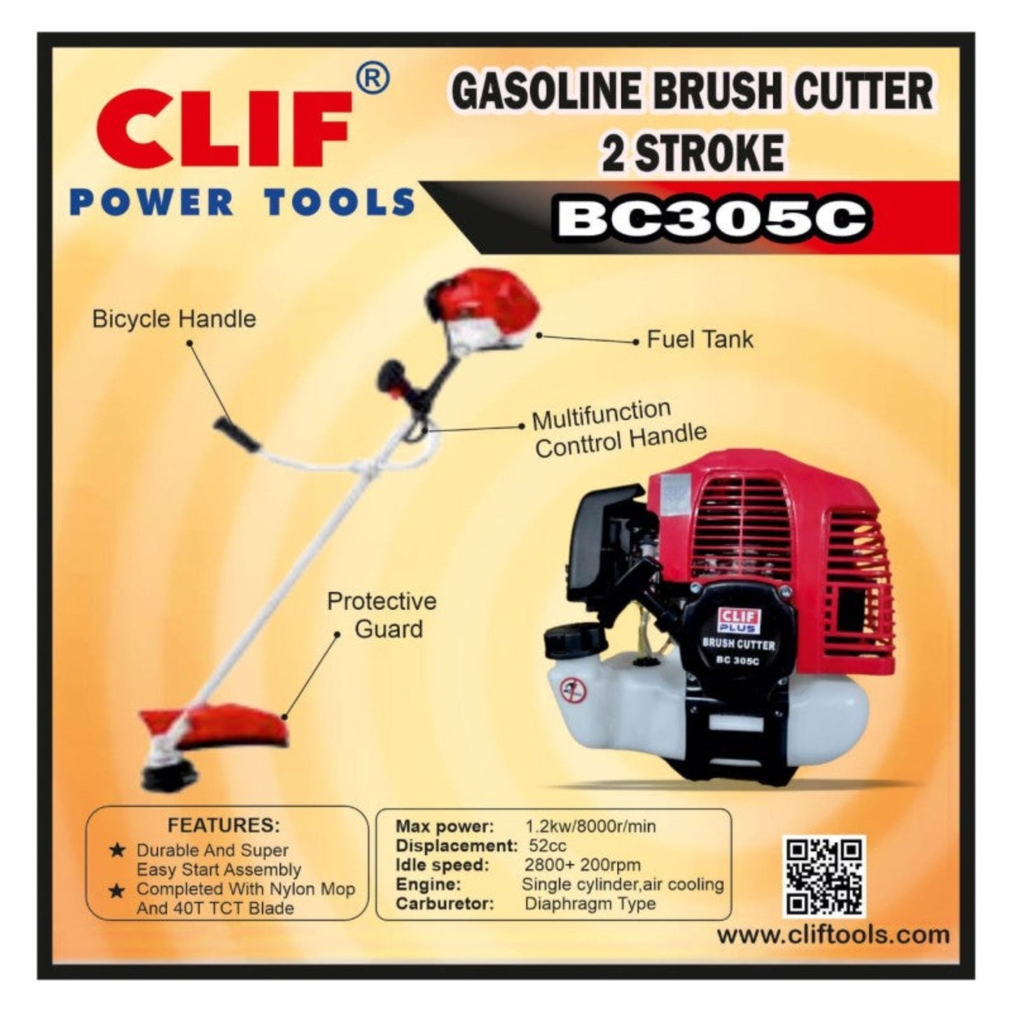 CLIF AGRO BRUSH CUTTER SINGLE CYLINDER, 2 STROKE, AIR COOLING - CL- BC 305C 52CC