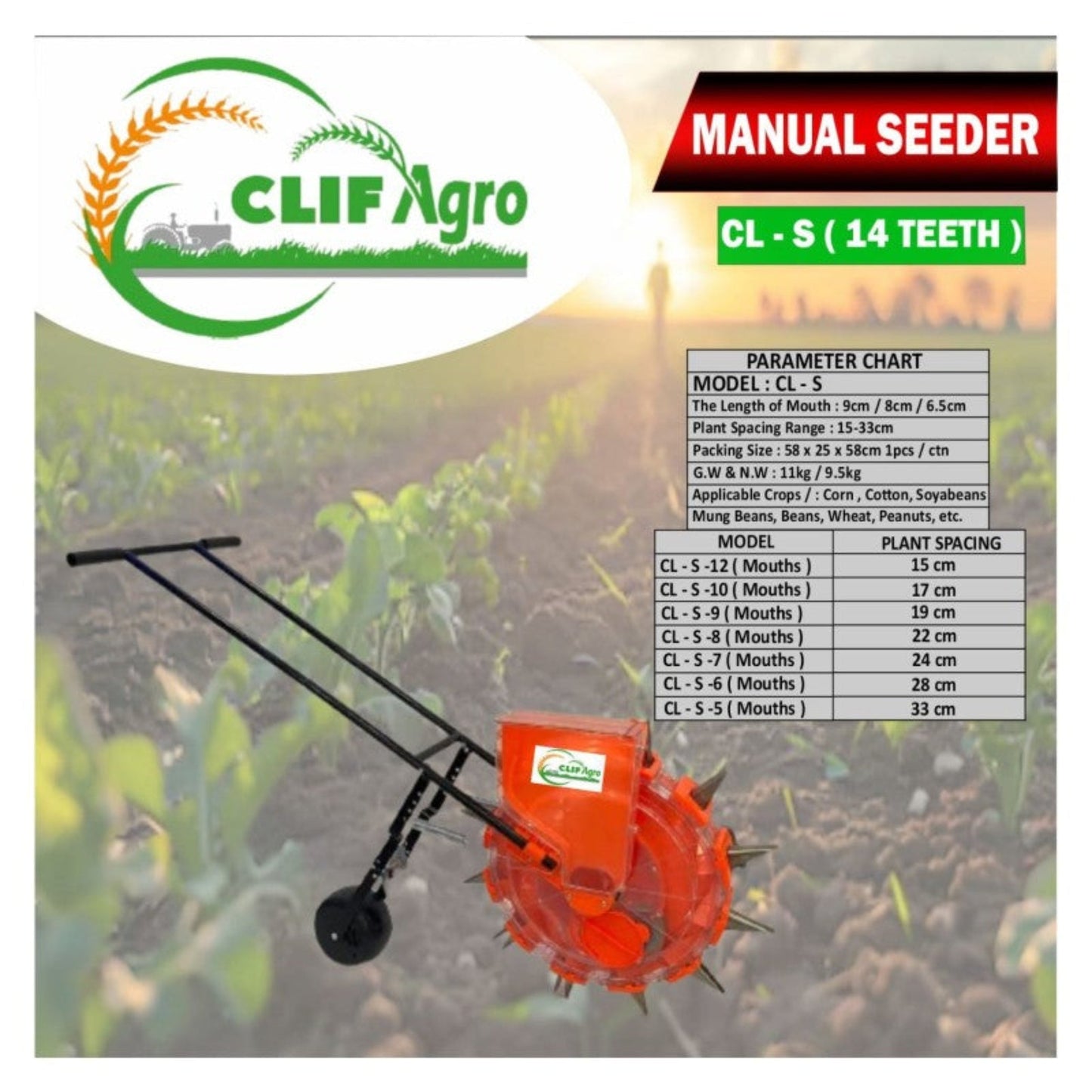 CLIF AGRO 14 Teeth Seeder with Fertilizer – CL-S-14