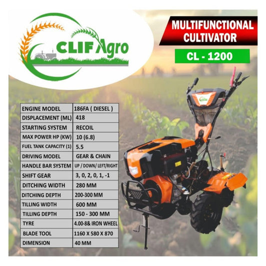 CLIF AGRO Multifunctional Cultivator 6.8HP – CL-1200 (186FA)