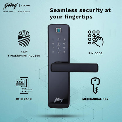 Godrej Smart Lock Catus Connect Digital Door Lock | WiFi Enabled | Fingerprint, PIN & App Access | Gold Finish