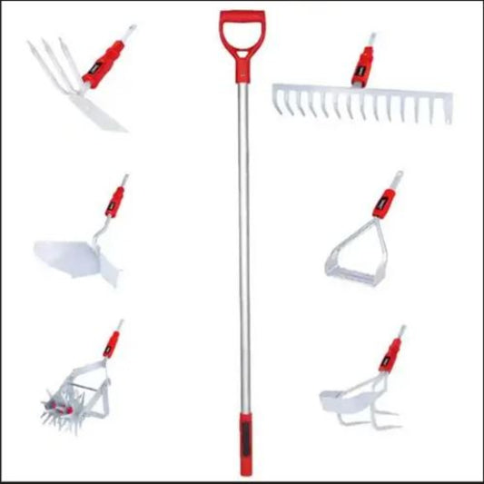 Multitec MTS-COMBO-701 7-Piece Garden Tool Set with 48 Inch Aluminium D-Grip Handle