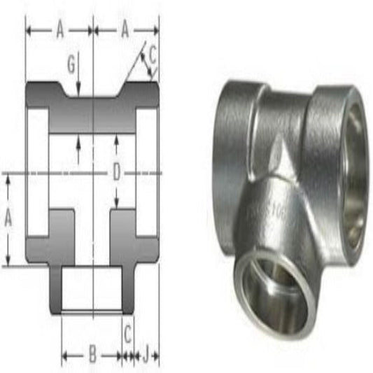 Unequal Tee – SA182 F304, Socket Weld | 25NB × 20NB | Class 6000# (LCNG/37)
