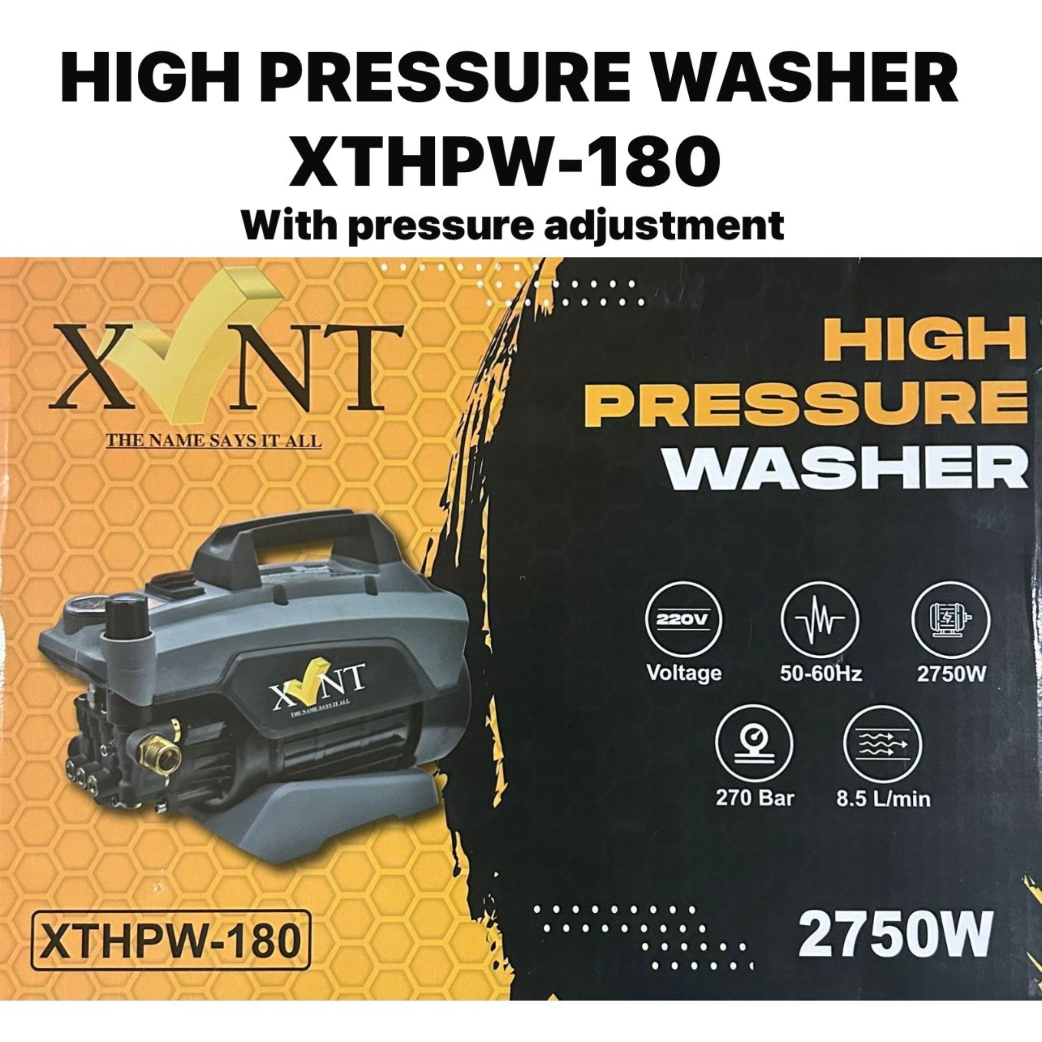 XLNT High Pressure Washer XTHPW-180 – 270 Bar – 2750W – With