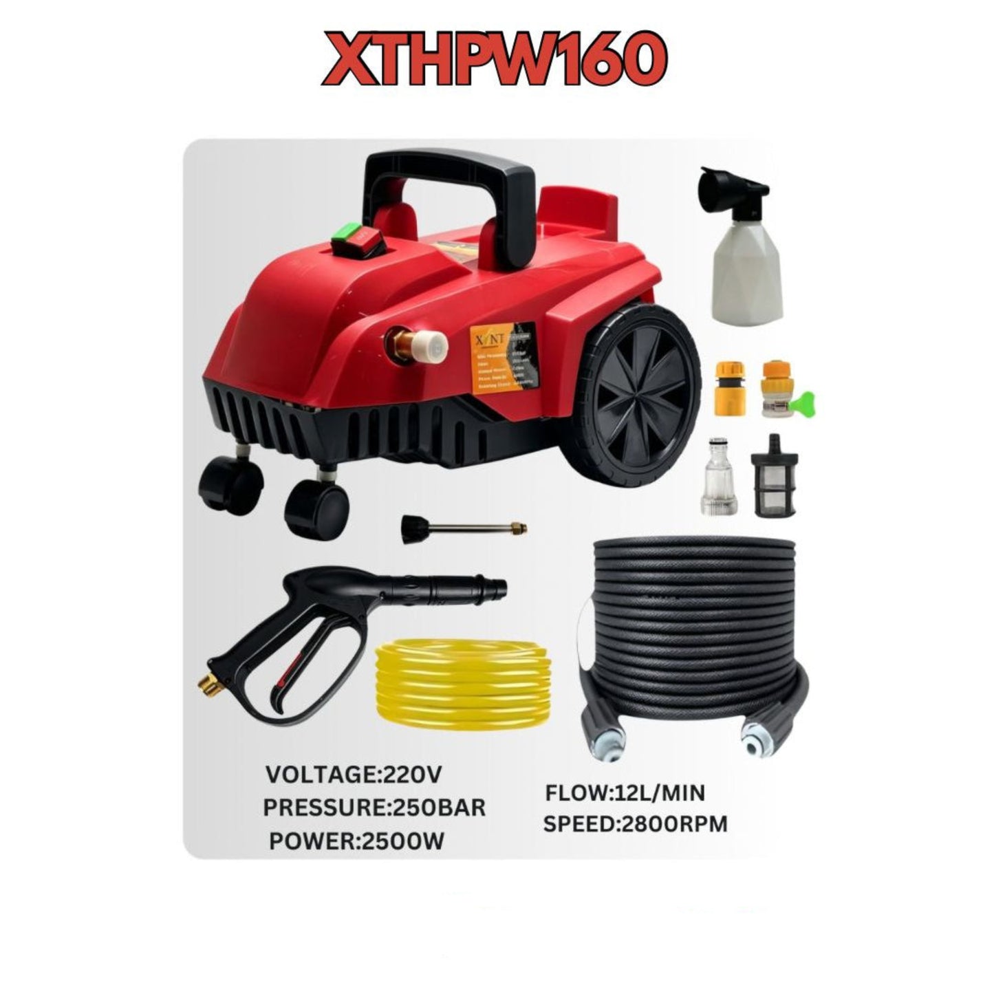 XTHPW160 XLNT Auto Pressure Washer 250 Bar | 2500W High Pressure Car Washer Machine | IP4U
