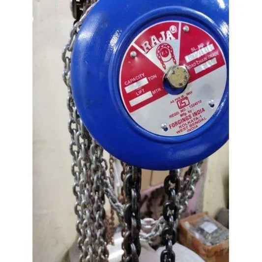 RAJA 2 Ton Chain Block – 3 Meter Lift Double Fall | 8mm Chain Manual Chain Pulley Block Heavy Duty Hoist