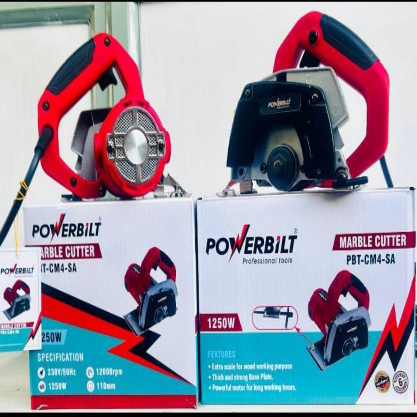 Powerbilt PBT-CM4-SA Marble Cutter – 1250 W, 110 mm Blade, 12,000 RPM