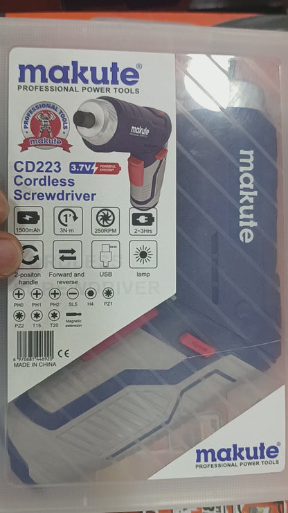 Makute 3.7V Cordless Electronic Screwdriver | Compact DIY Power Tool (3N.m Torque, 250rpm)