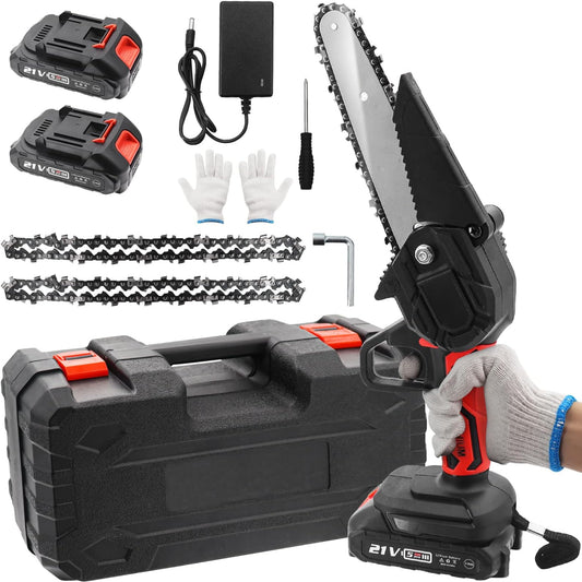 Yuri 6 Inch Cordless Chainsaw – Portable Electric Wood Cutter (Battery Operated)